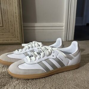 Adidas Samba White and Silver Sneakers